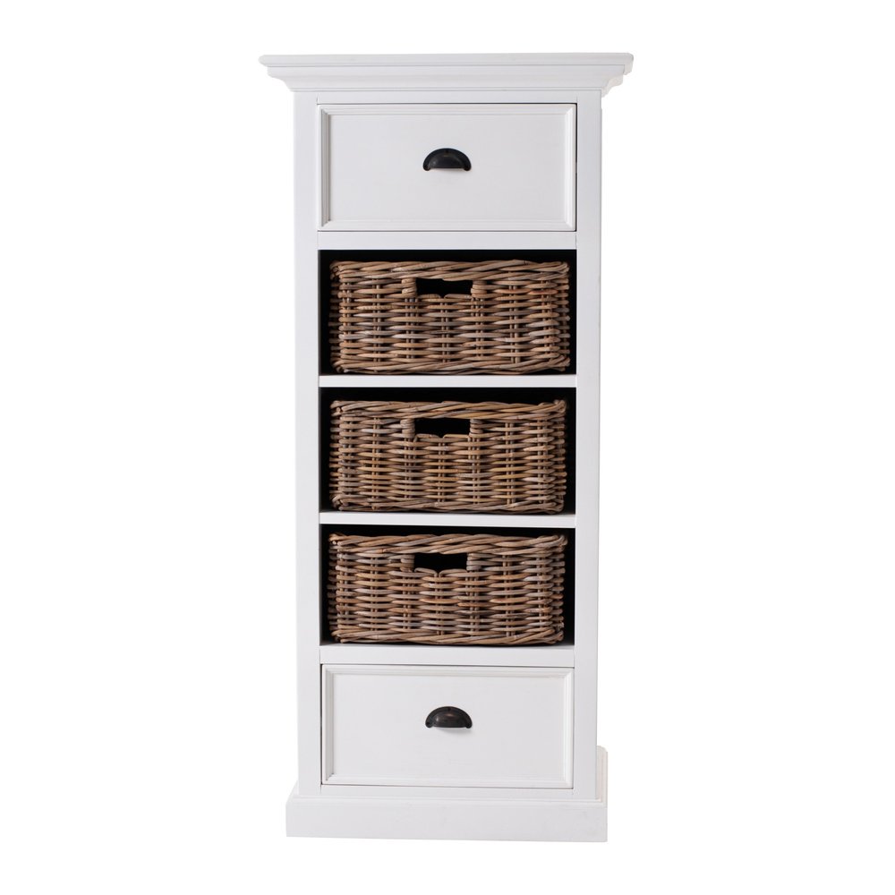 White Two Drawer Storage Cabinet with Baskets - 52-inch