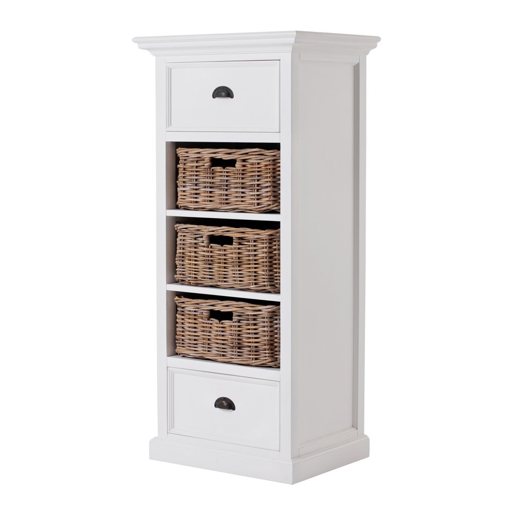 White Two Drawer Storage Cabinet with Baskets - 52-inch