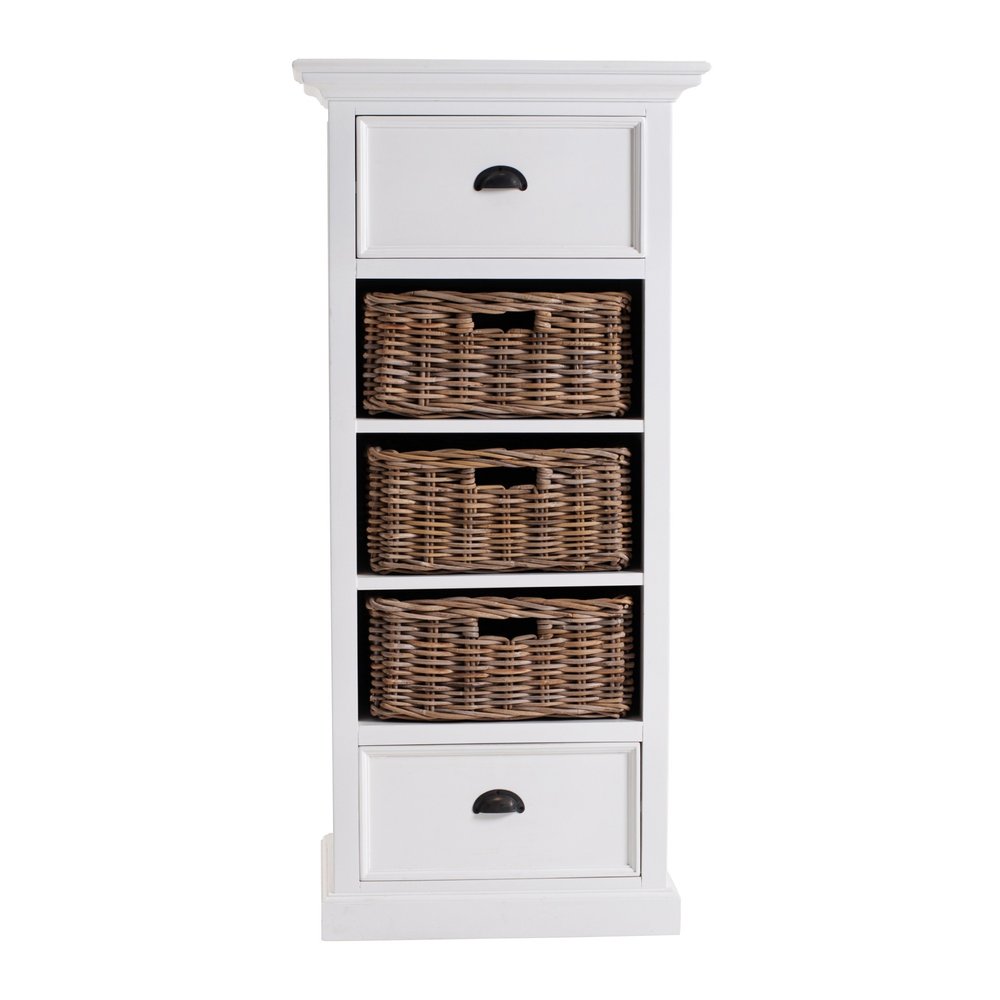 White Two Drawer Storage Cabinet with Baskets - 52-inch