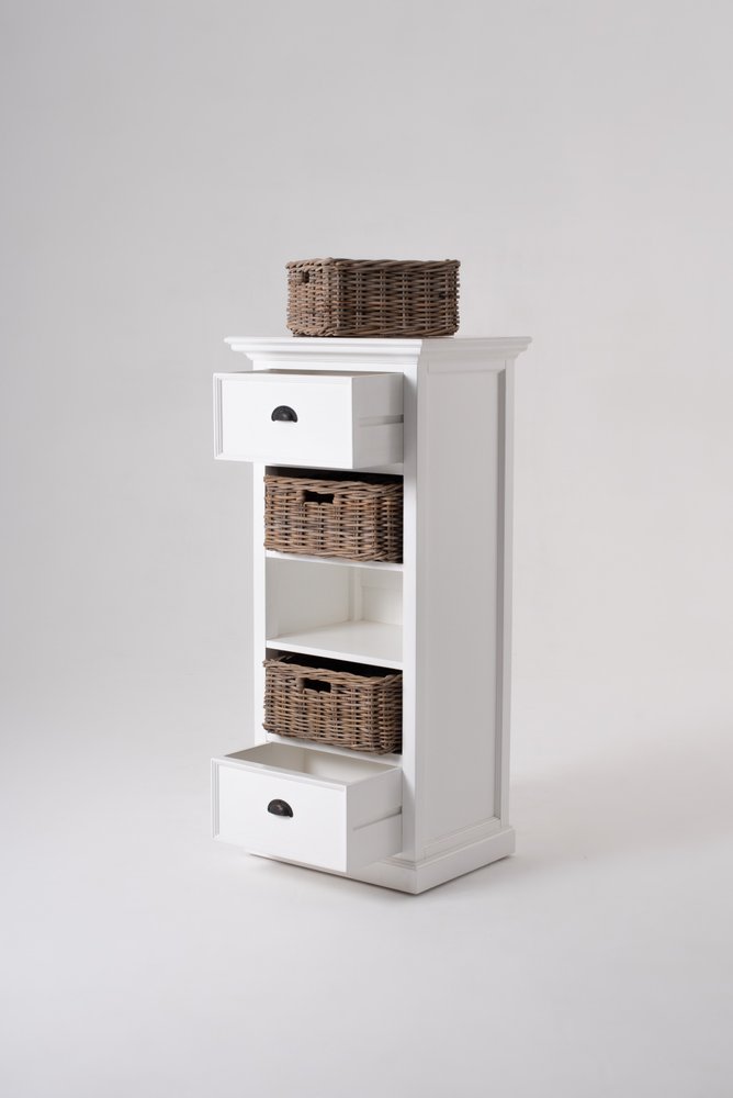 White Two Drawer Storage Cabinet with Baskets - 52-inch