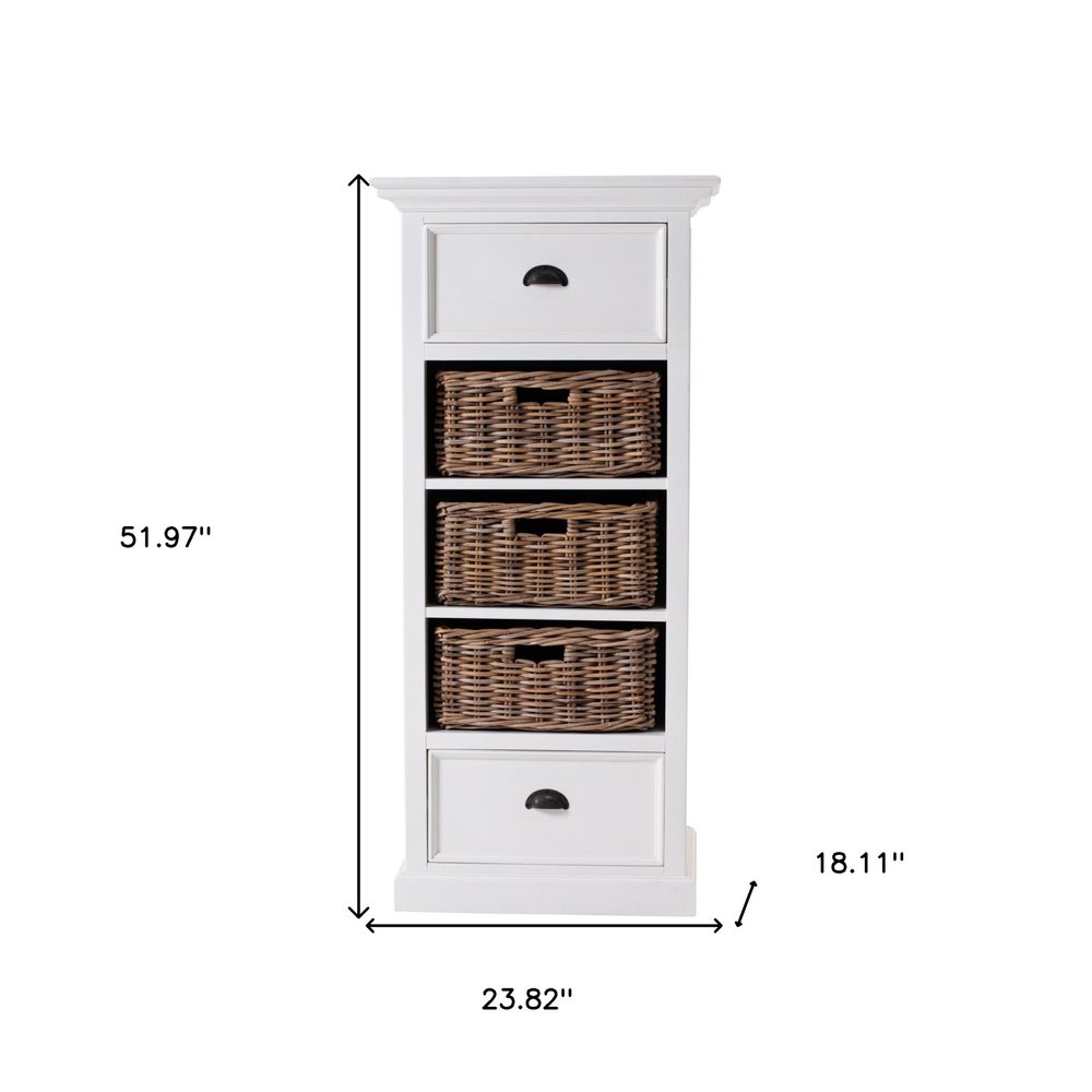 White Two Drawer Storage Cabinet with Baskets - 52-inch