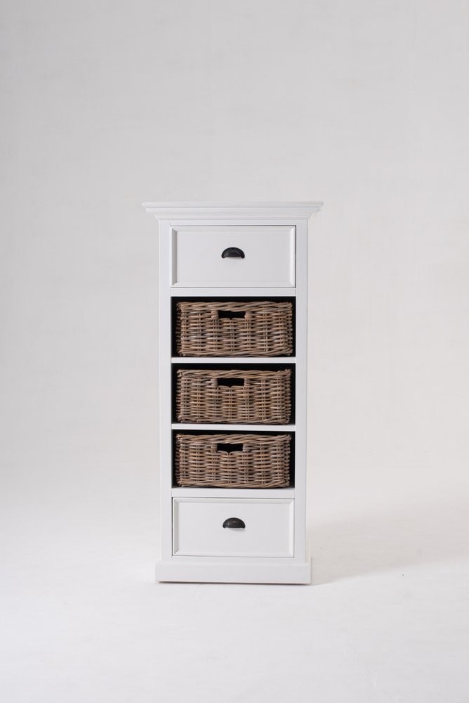 White Two Drawer Storage Cabinet with Baskets - 52-inch
