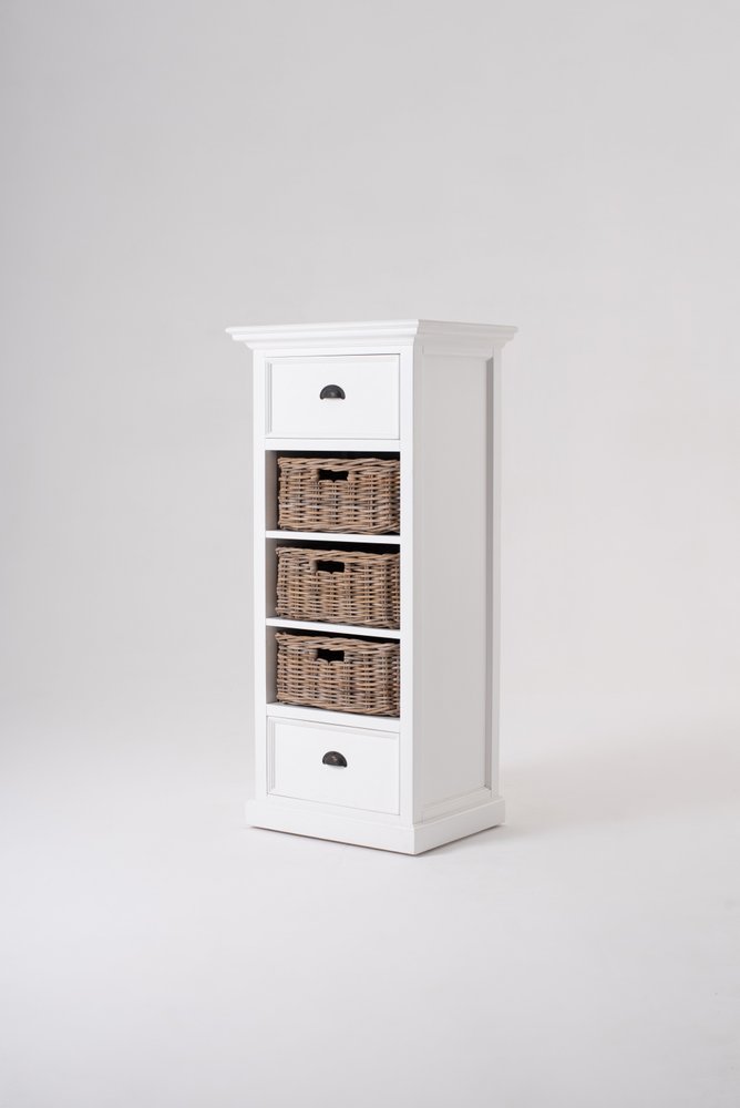 White Two Drawer Storage Cabinet with Baskets - 52-inch