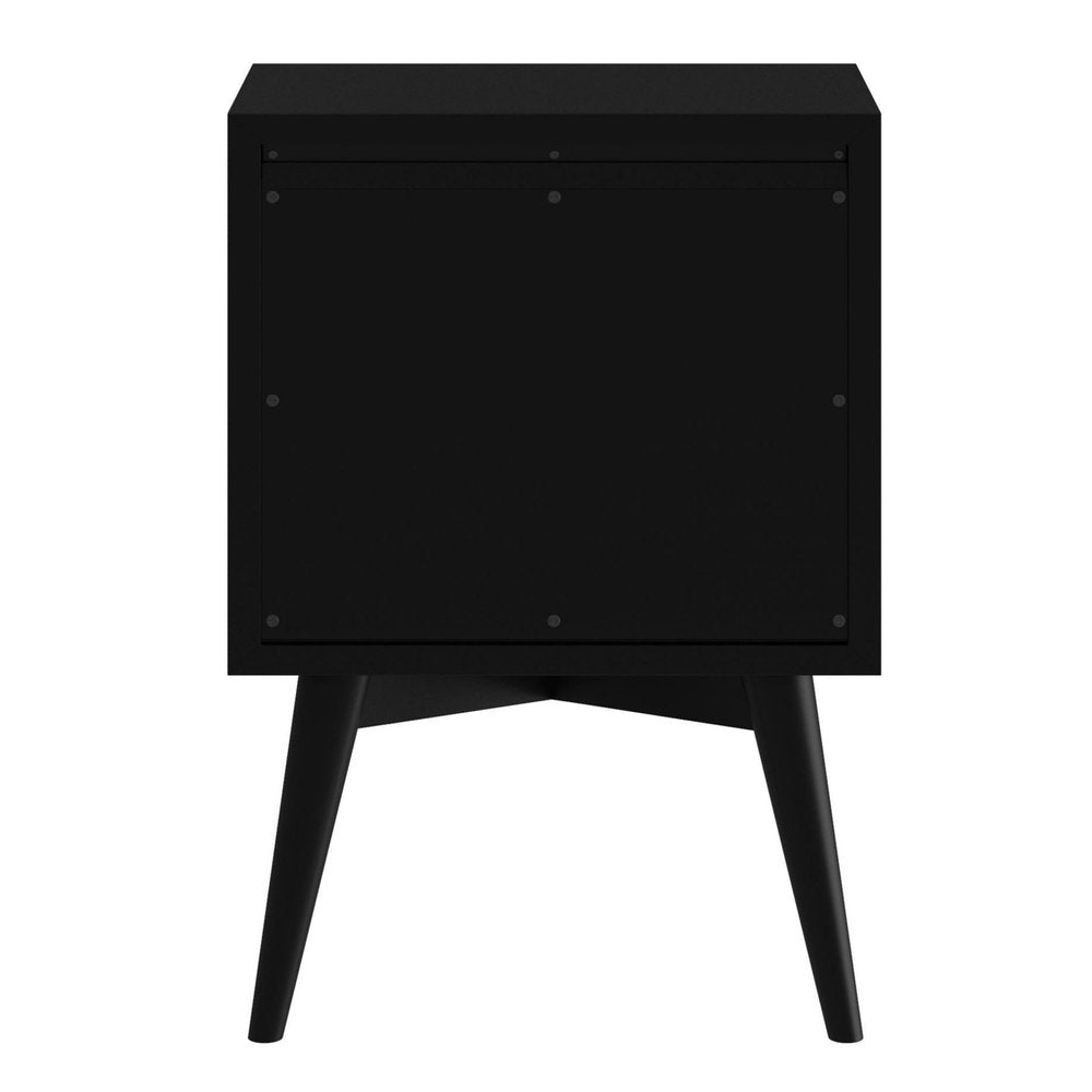 Black Solid Wood Two Drawer Nightstand - 26-inch
