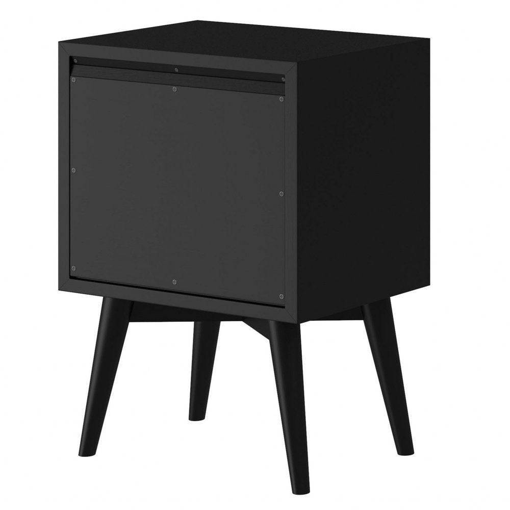 Black Solid Wood Two Drawer Nightstand - 26-inch