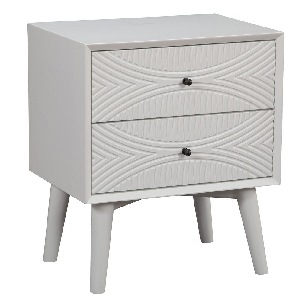 Solid Wood and Wood Two Drawer Nightstand - 26-inch