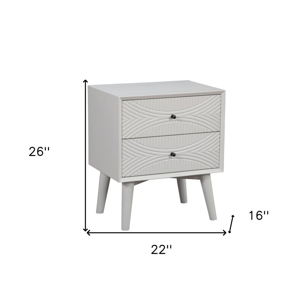 Solid Wood and Wood Two Drawer Nightstand - 26-inch