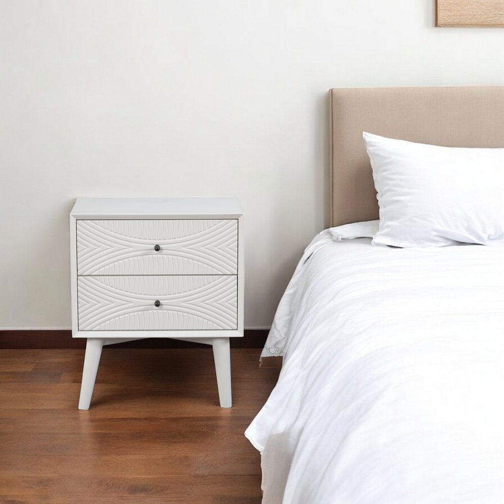Solid Wood and Wood Two Drawer Nightstand - 26-inch