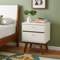 White Two Drawer Wood Nightstand - 26-inch
