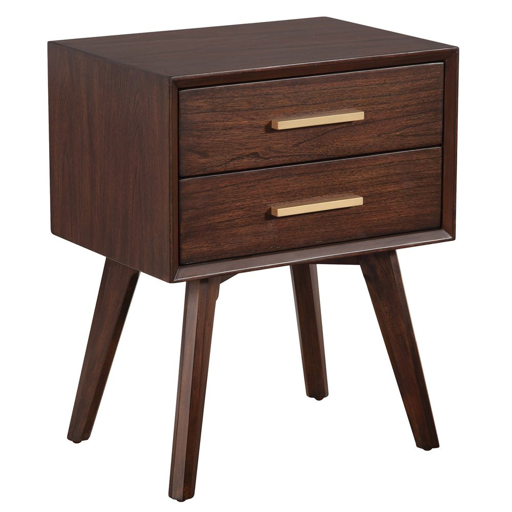 Solid Wood and Wood Two Drawer Nightstand - 25-inch