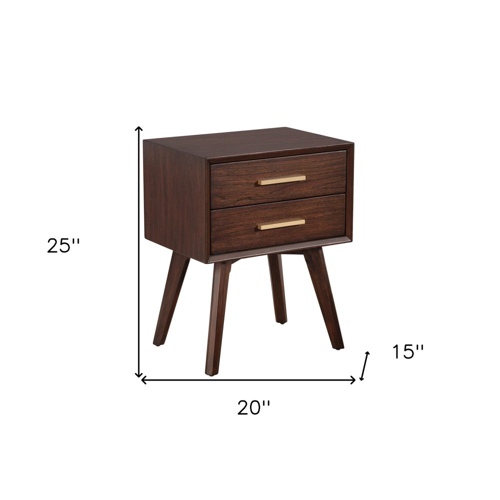 Solid Wood and Wood Two Drawer Nightstand - 25-inch