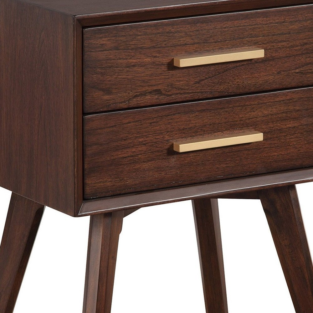 Solid Wood and Wood Two Drawer Nightstand - 25-inch