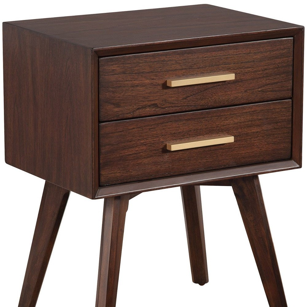 Solid Wood and Wood Two Drawer Nightstand - 25-inch