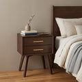 Solid Wood and Wood Two Drawer Nightstand - 25-inch