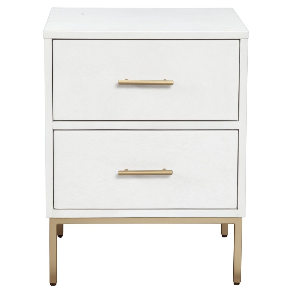 Solid Wood and Wood Two Drawer Nightstand - 26-inch