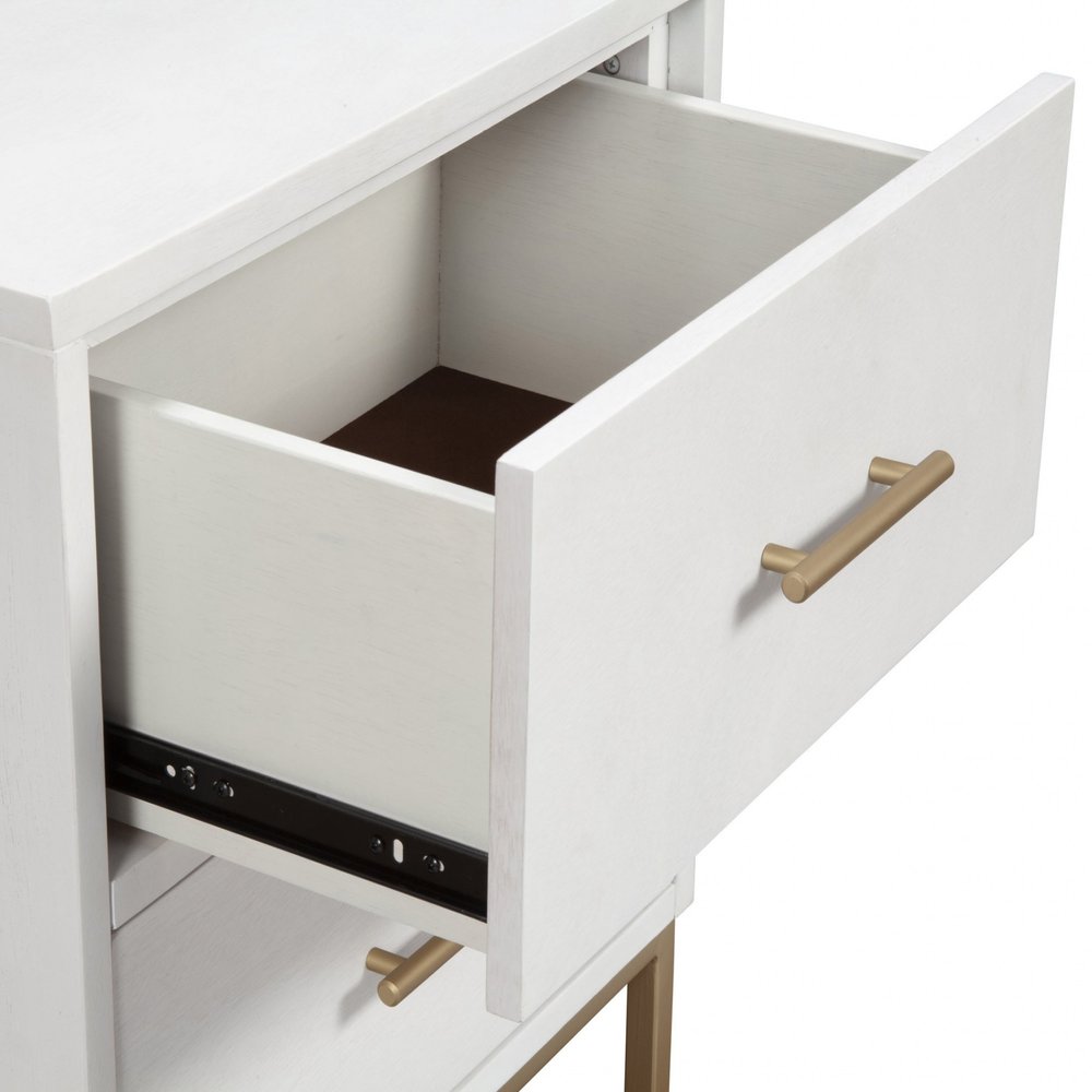 Solid Wood and Wood Two Drawer Nightstand - 26-inch