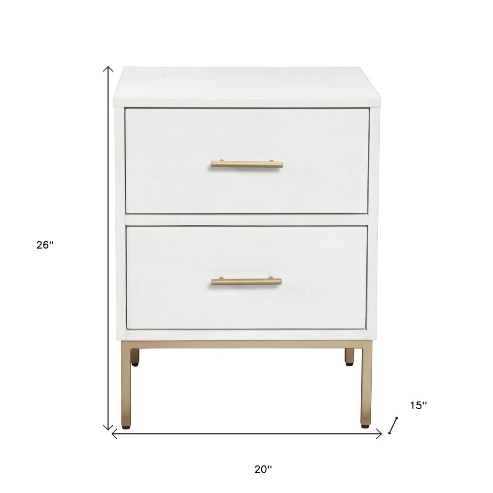 Solid Wood and Wood Two Drawer Nightstand - 26-inch