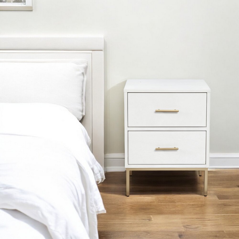 Solid Wood and Wood Two Drawer Nightstand - 26-inch