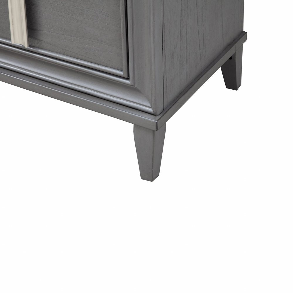 Dark Gray Solid Wood and Wood Two Drawer Nightstand - 29-inch