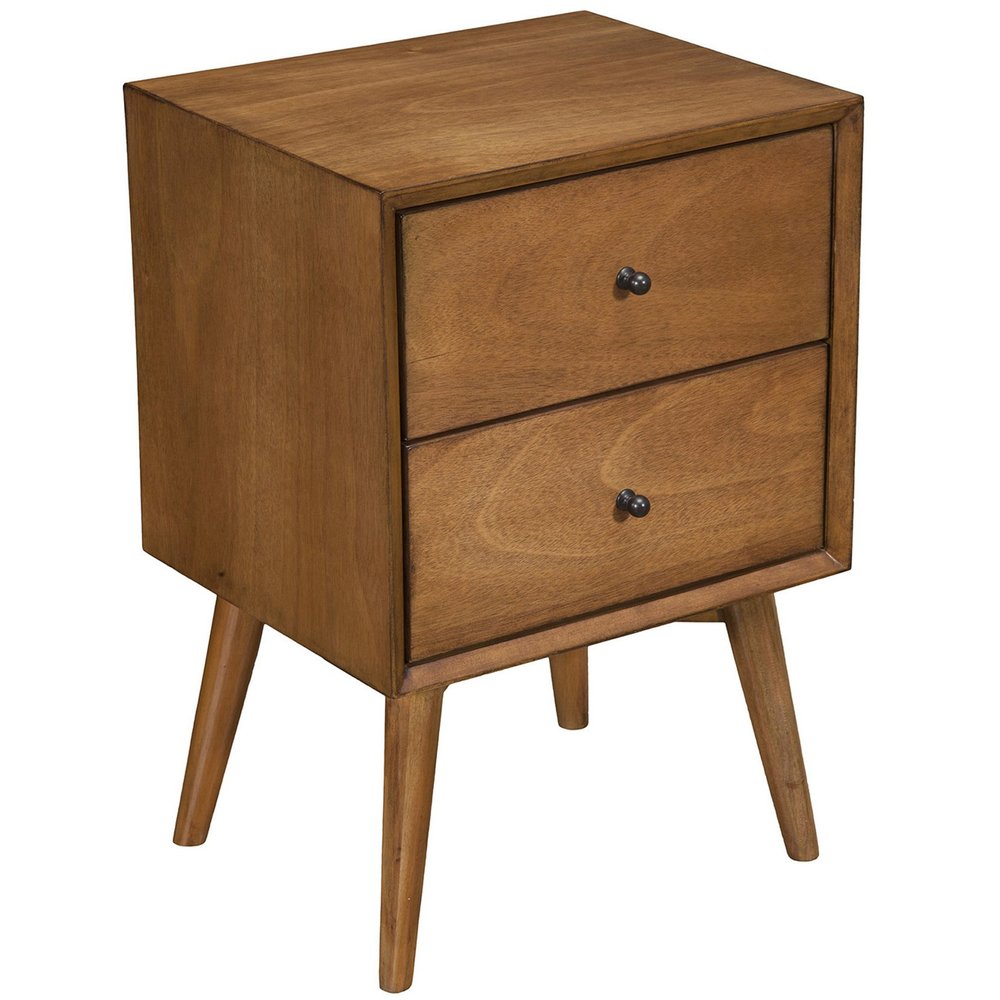 Solid Wood and Wood Two Drawer Nightstand - 26-inch