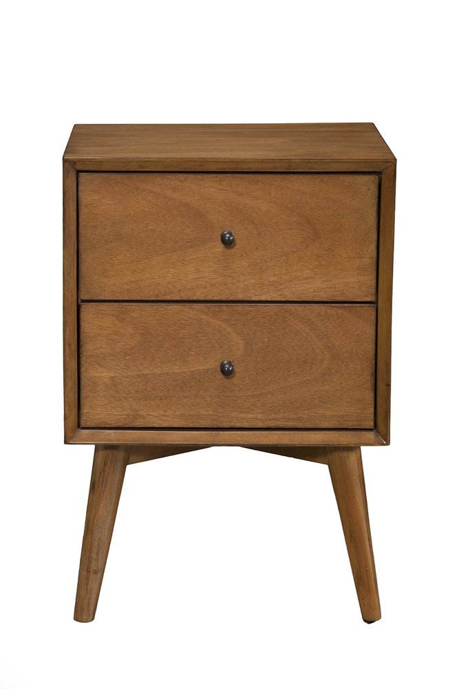 Solid Wood and Wood Two Drawer Nightstand - 26-inch