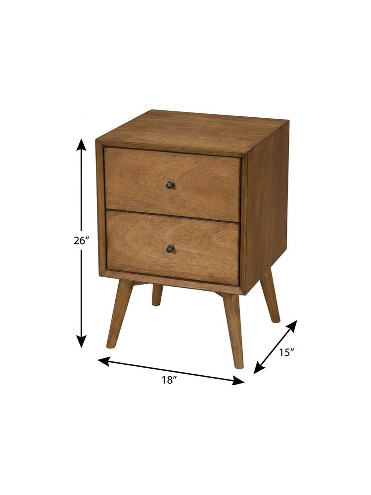 Solid Wood and Wood Two Drawer Nightstand - 26-inch