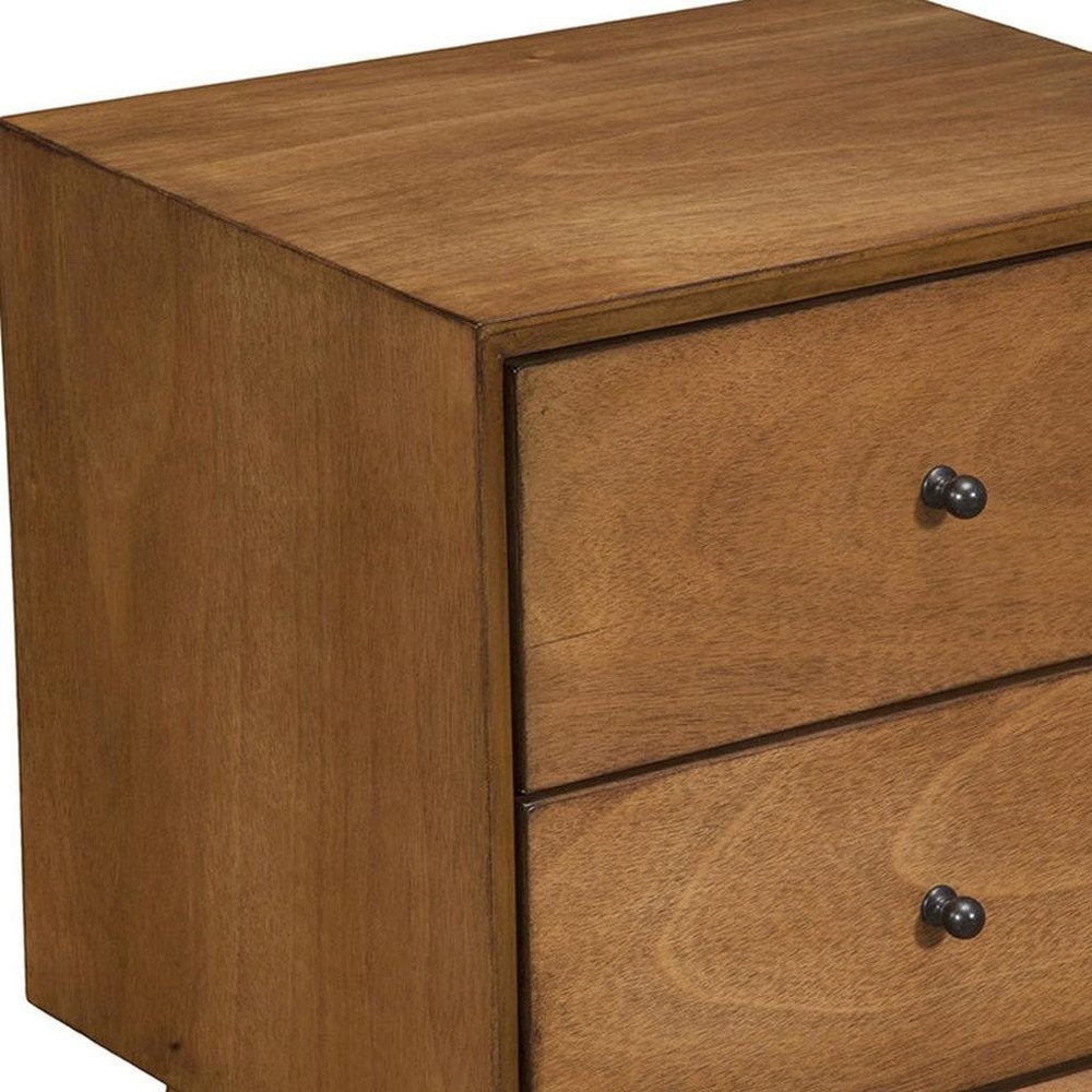 Solid Wood and Wood Two Drawer Nightstand - 26-inch