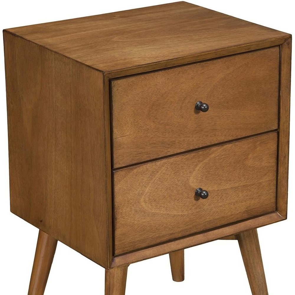 Solid Wood and Wood Two Drawer Nightstand - 26-inch