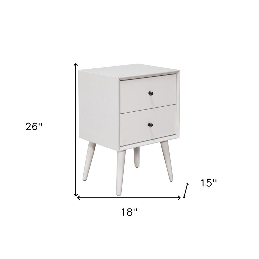 Solid Wood and Wood Two Drawer Nightstand - 26-inch