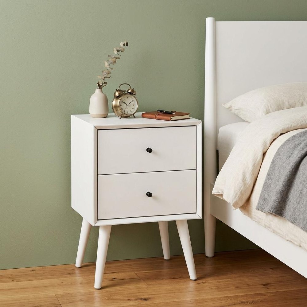 Solid Wood and Wood Two Drawer Nightstand - 26-inch