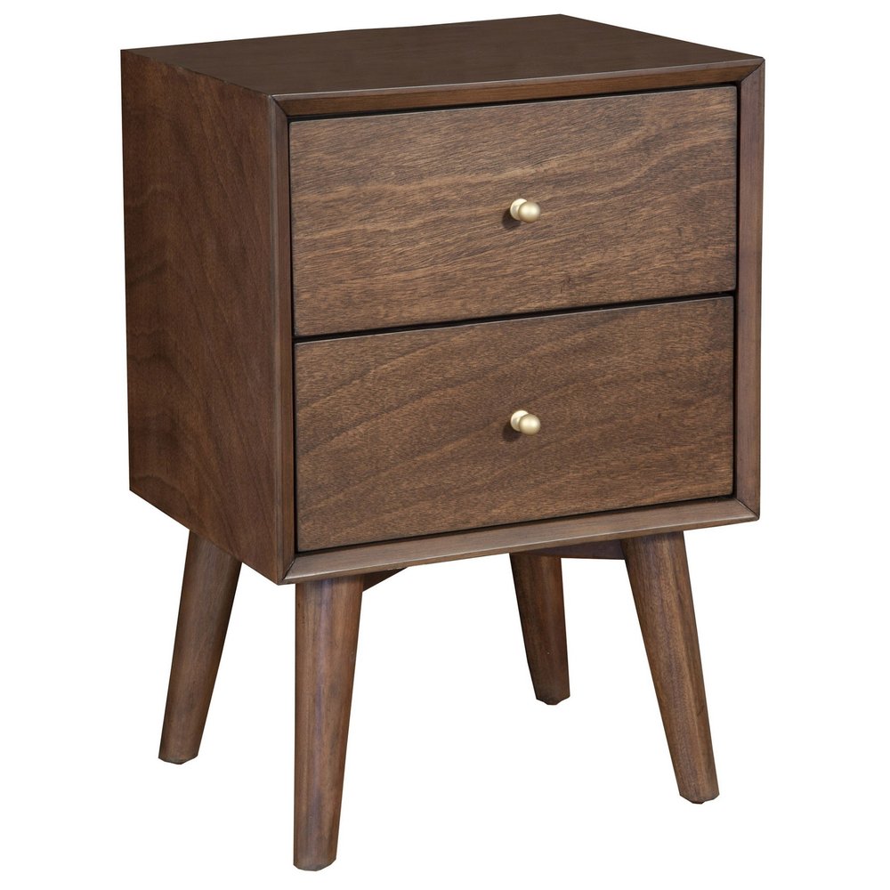 Brown Solid Wood and Wood Two Drawer Nightstand - 26-inch