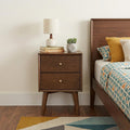 Brown Solid Wood and Wood Two Drawer Nightstand - 26-inch