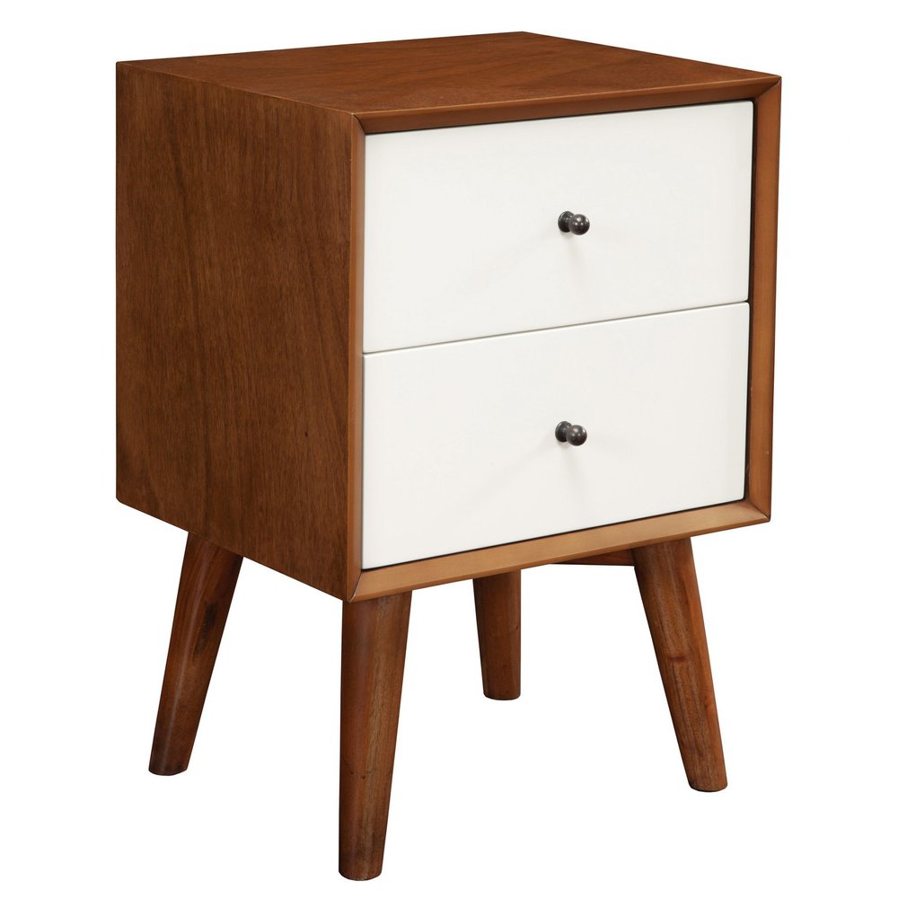 Solid Wood and Wood Two Drawer Nightstand - 26-inch