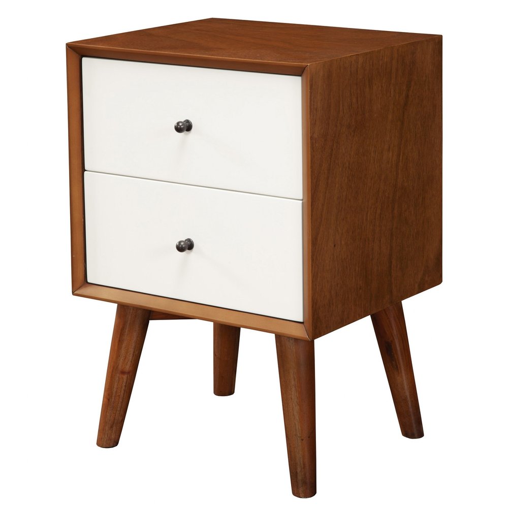 Solid Wood and Wood Two Drawer Nightstand - 26-inch