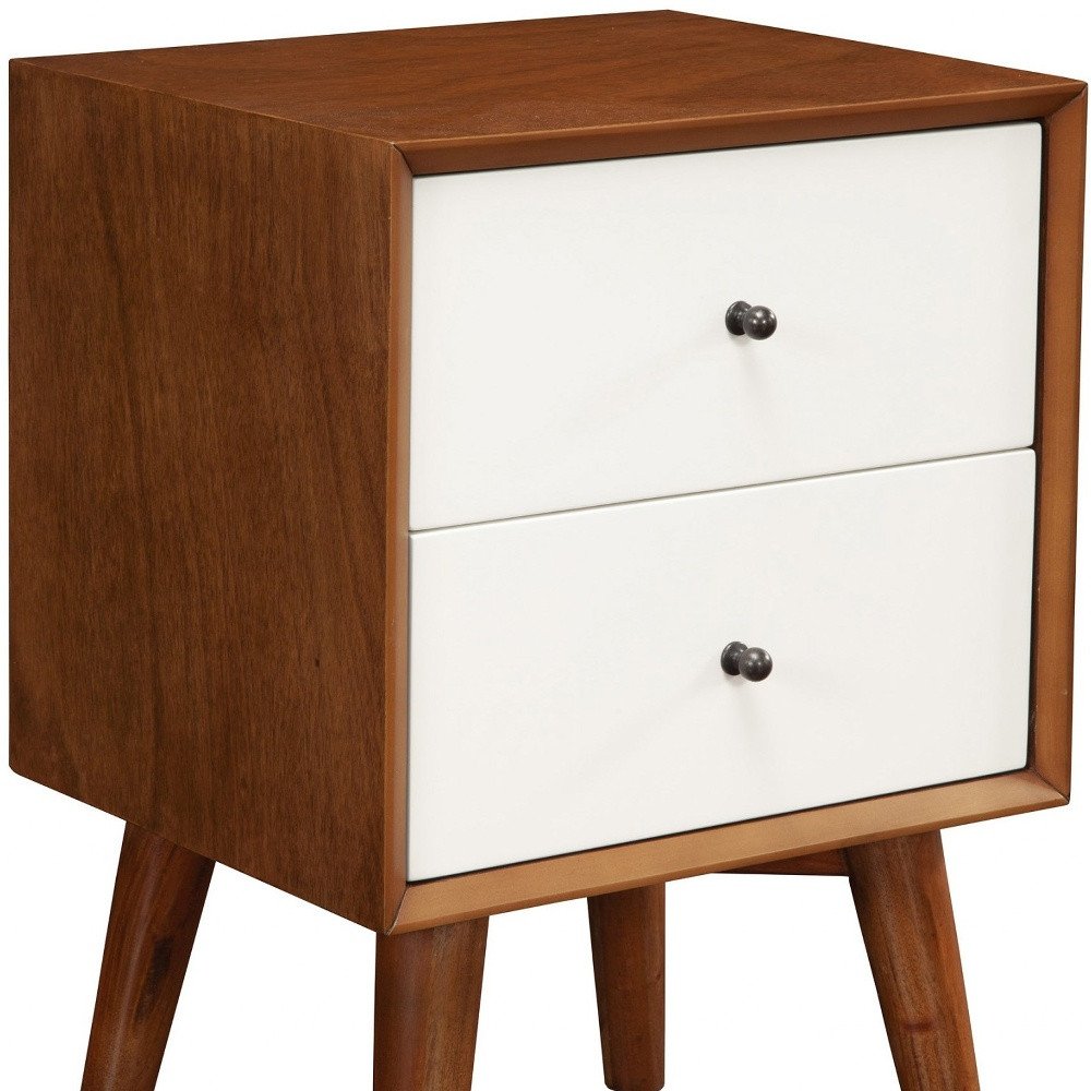 Solid Wood and Wood Two Drawer Nightstand - 26-inch