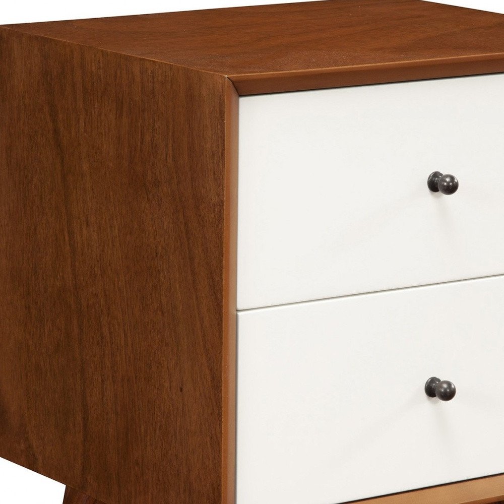 Solid Wood and Wood Two Drawer Nightstand - 26-inch