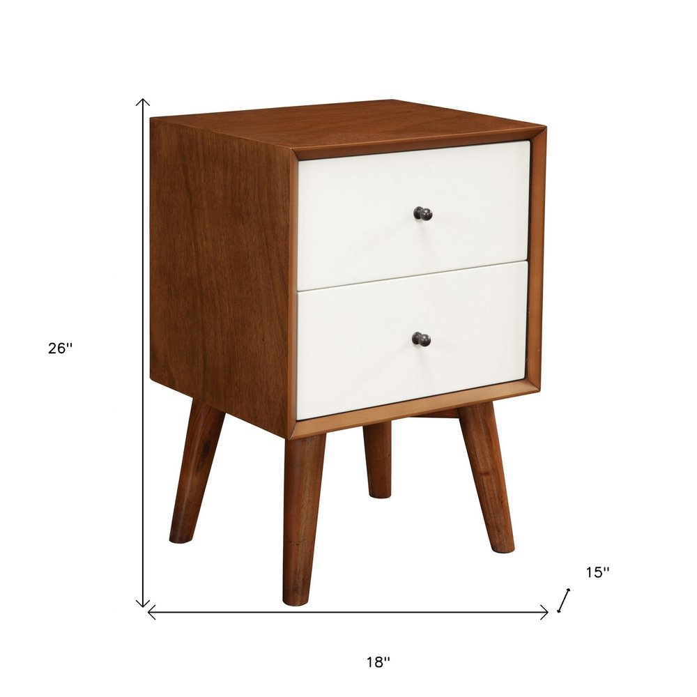 Solid Wood and Wood Two Drawer Nightstand - 26-inch