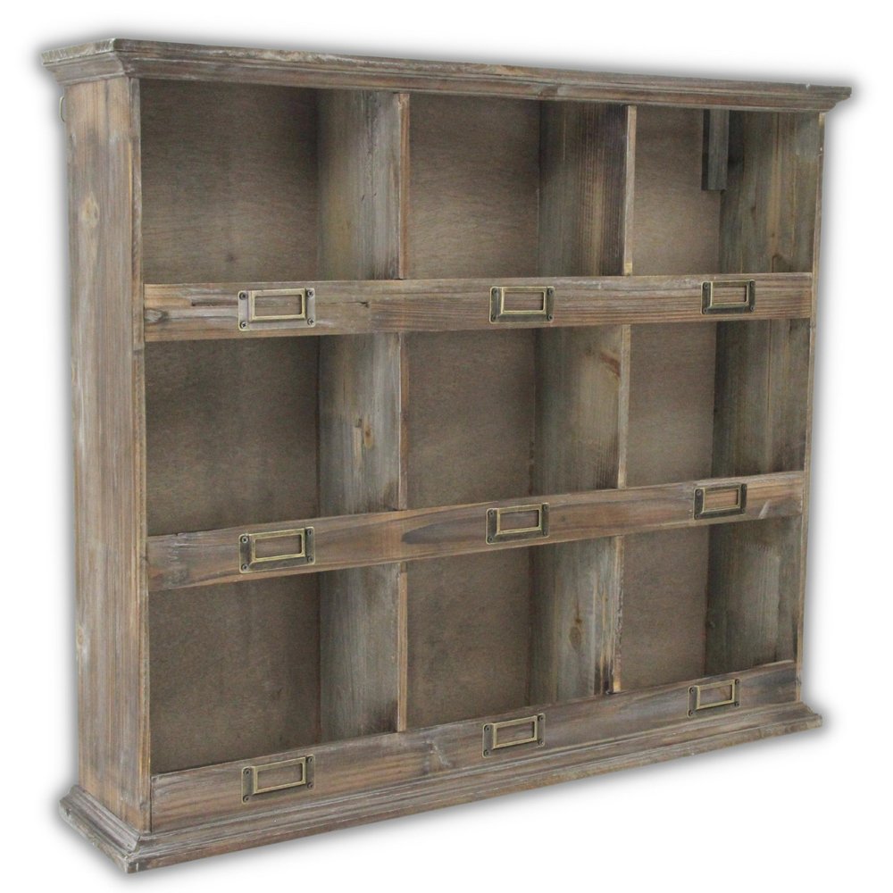 Dark Brown Solid Wood Wall Mounted Display Stand - 27-inch