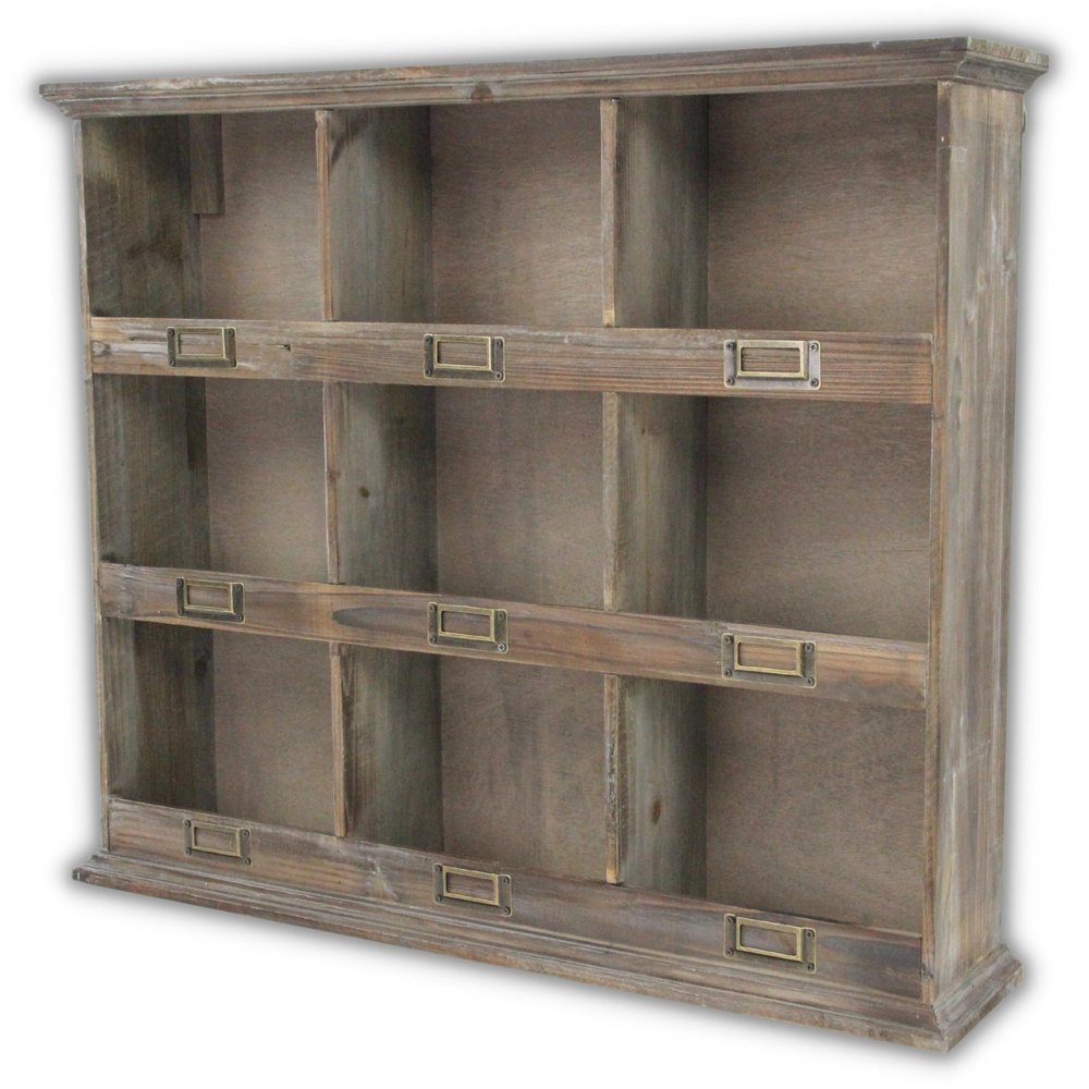 Dark Brown Solid Wood Wall Mounted Display Stand - 27-inch