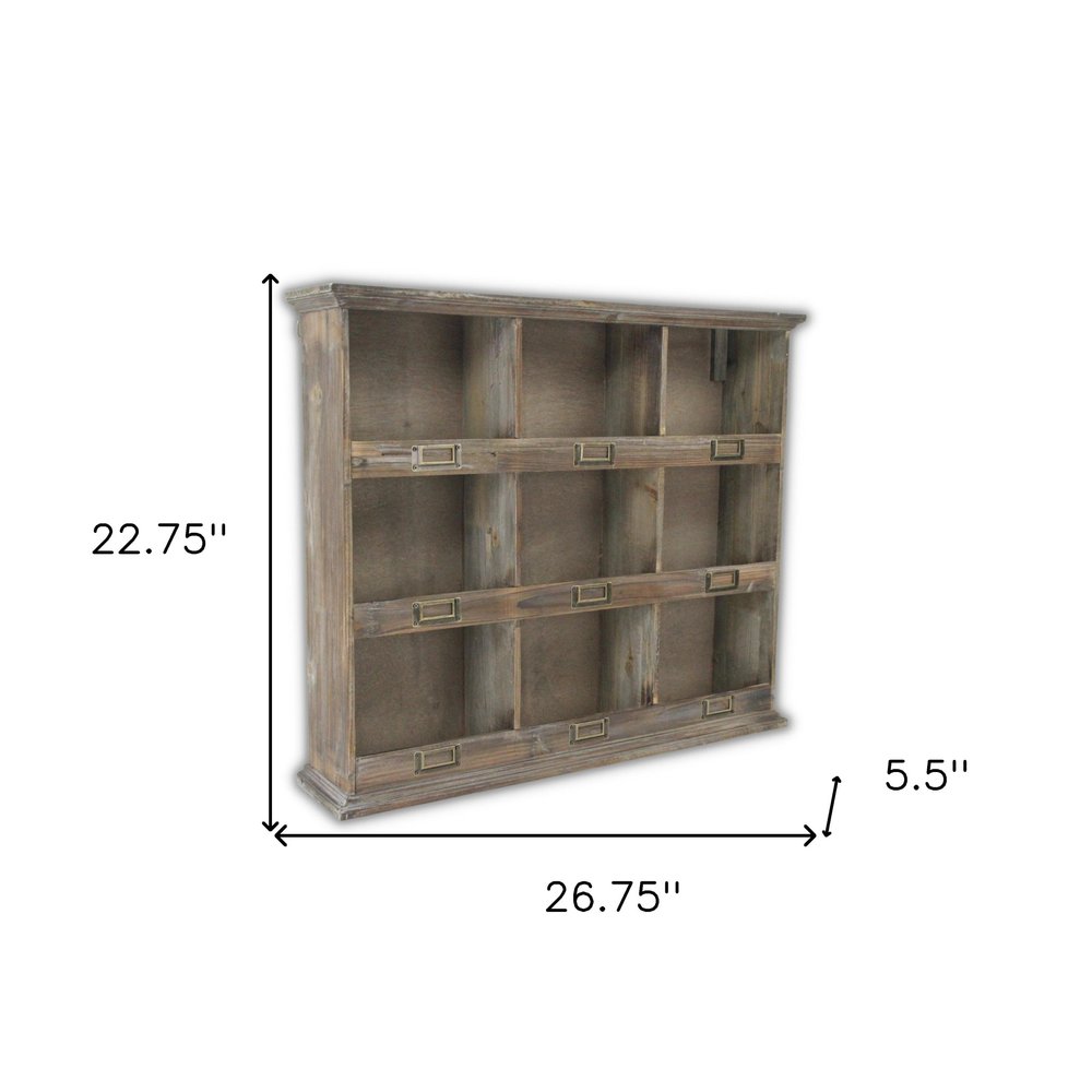 Dark Brown Solid Wood Wall Mounted Display Stand - 27-inch