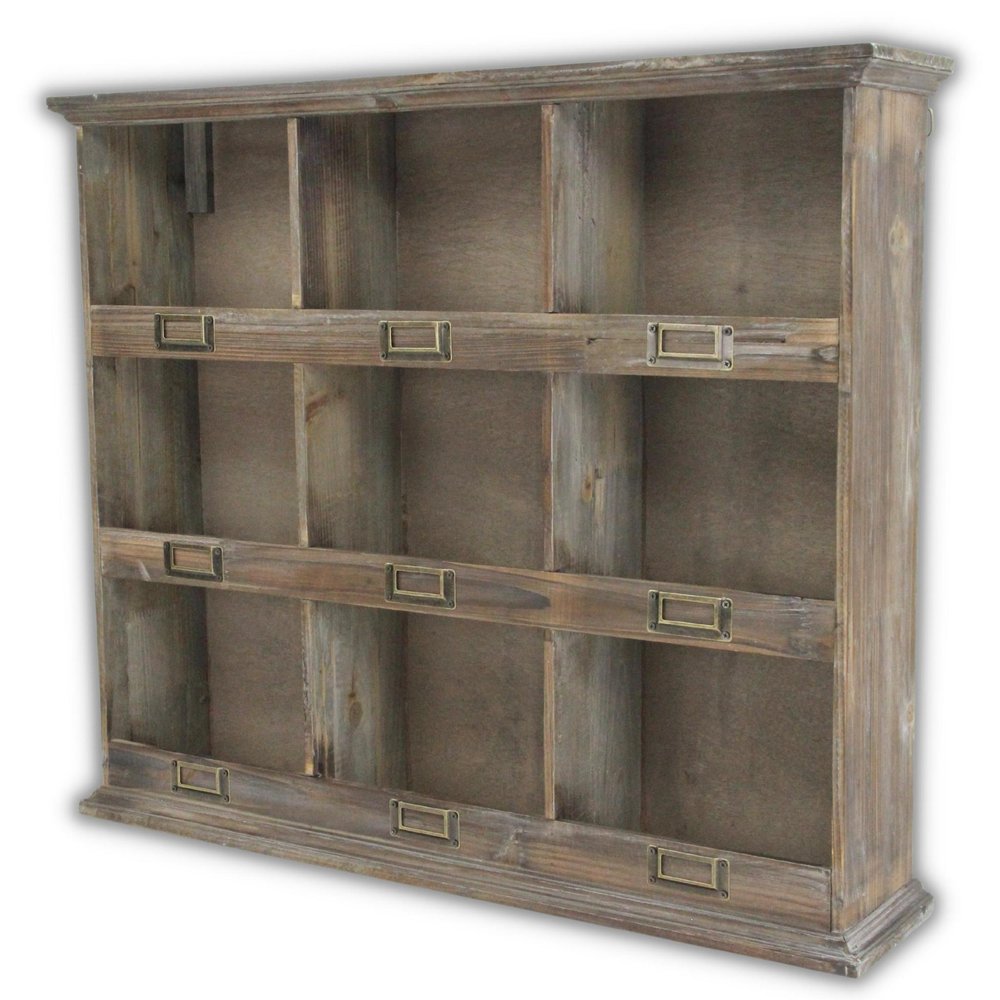 Dark Brown Solid Wood Wall Mounted Display Stand - 27-inch