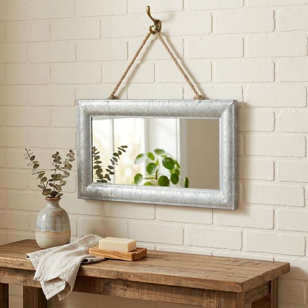 Silver Metal Framed Accent Mirror - 9-inch