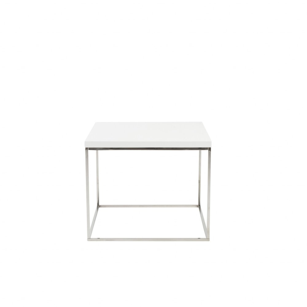 Silver and White Square End Table - 20-inch