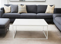 White and Silver Wood and Metal Square Frame Coffee Table - 35-inch