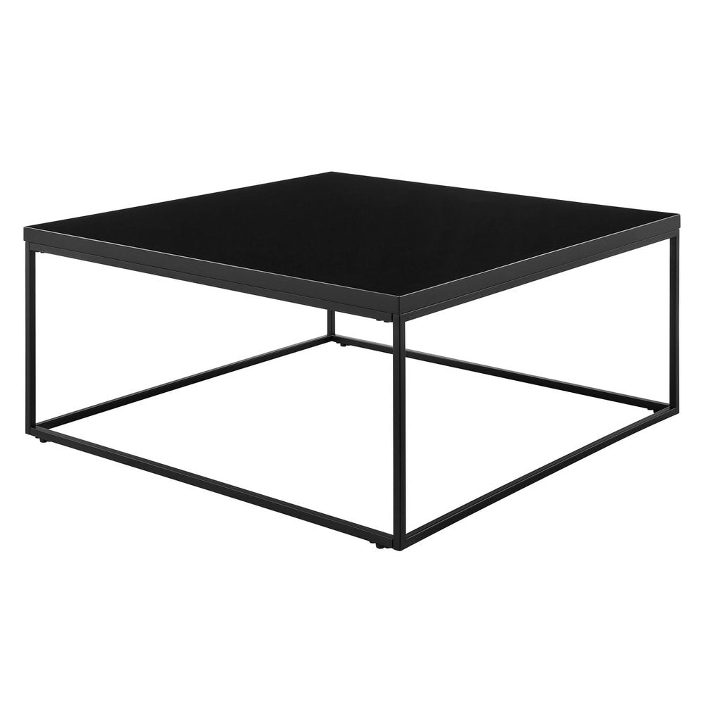 Black Wood and Metal Square Frame Coffee Table - 35-inch