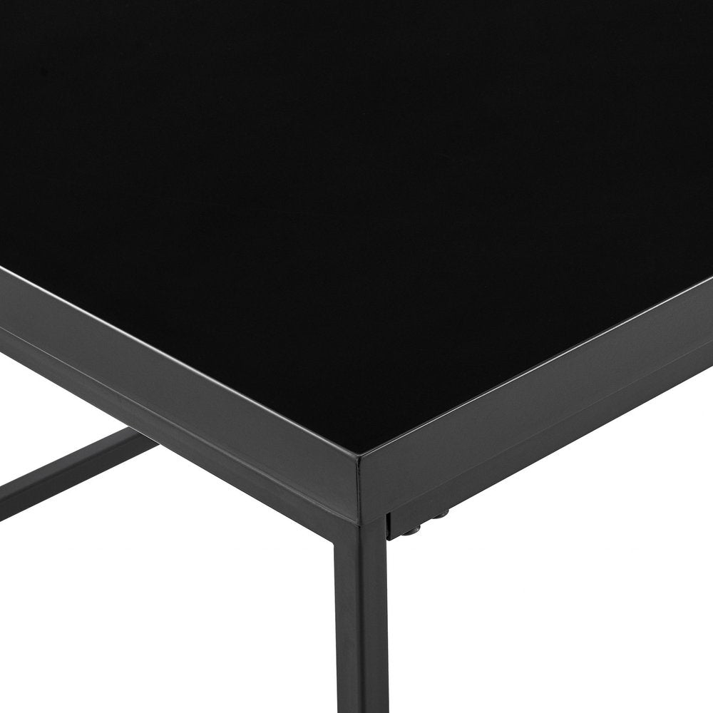 Black Wood and Metal Square Frame Coffee Table - 35-inch