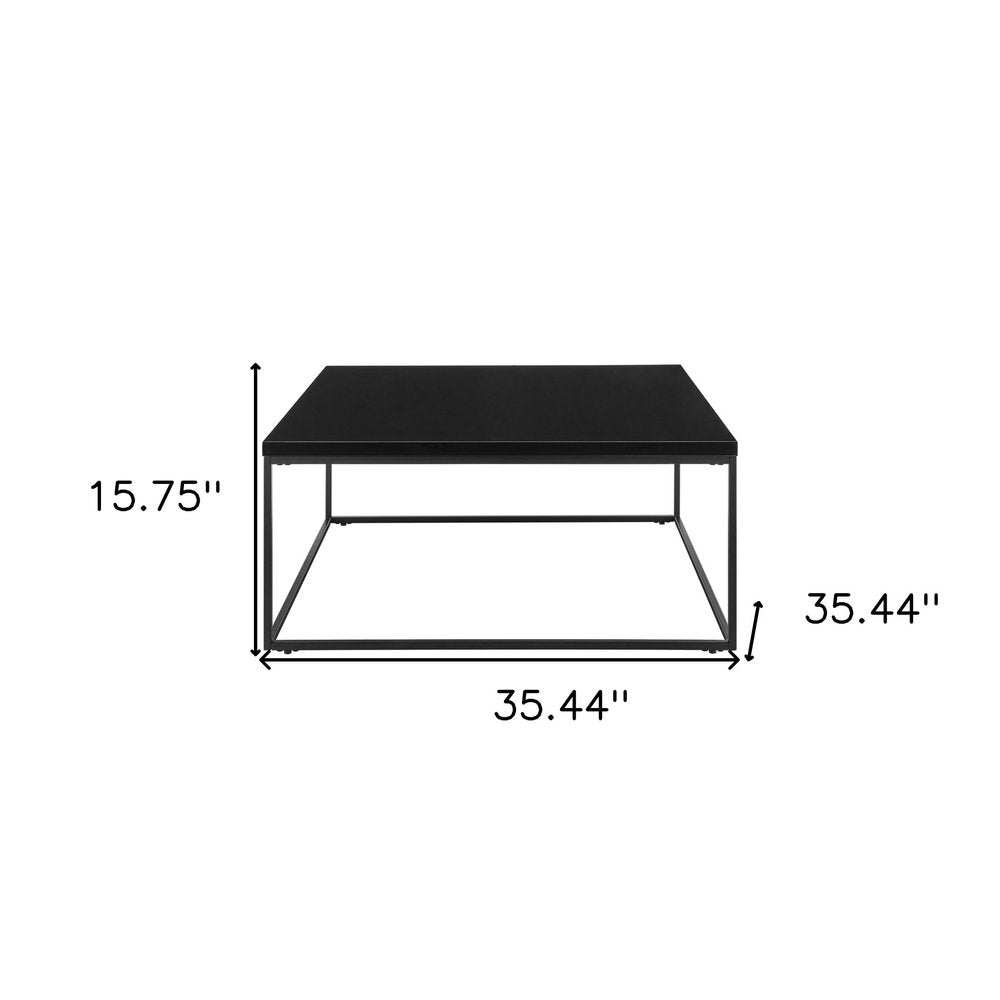 Black Wood and Metal Square Frame Coffee Table - 35-inch