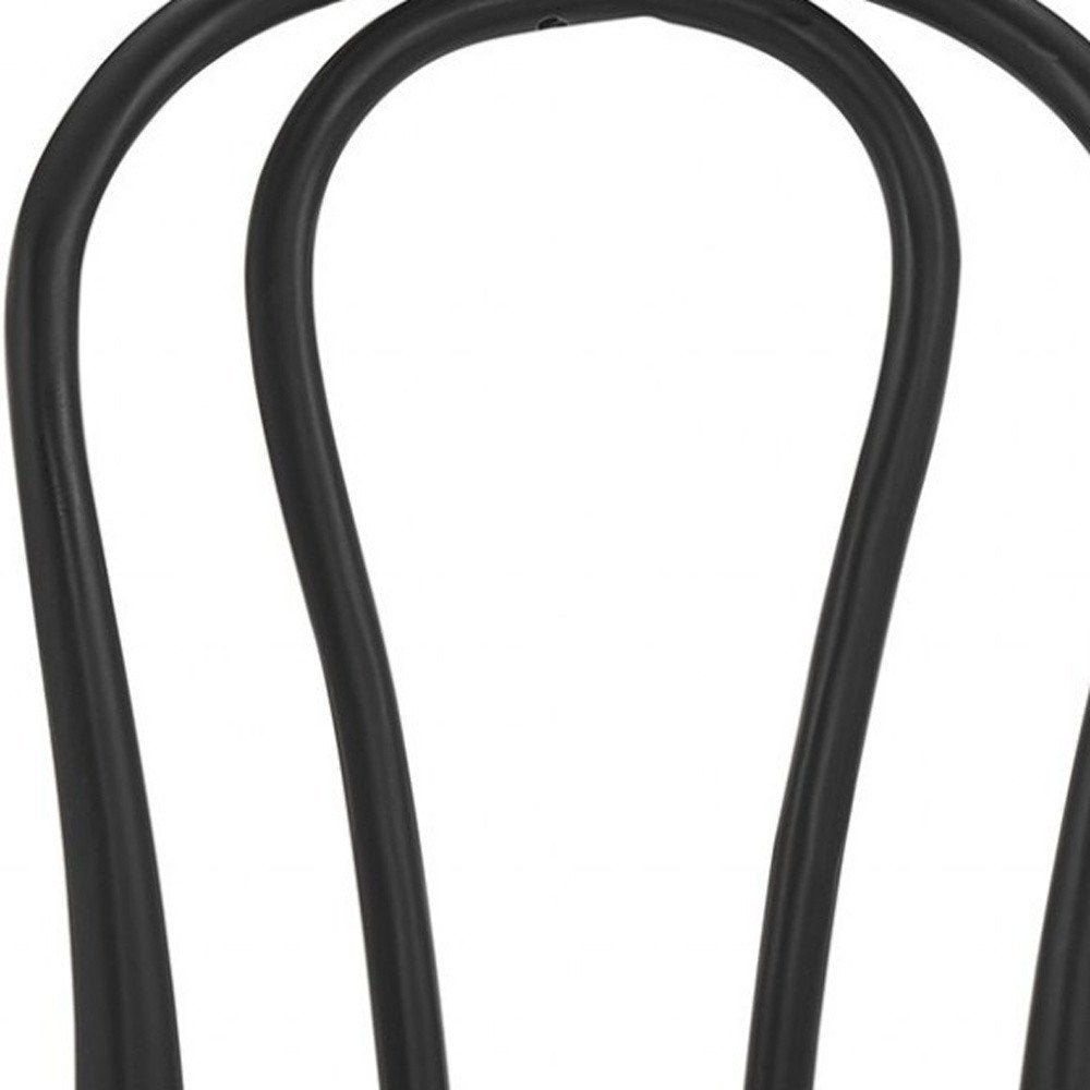 Set of Two Black and Natural Solid Wood and Rattan Curved Back Dining Side Chairs