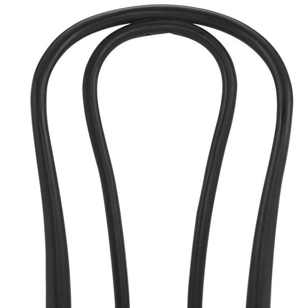 Set of Two Black and Natural Solid Wood and Rattan Curved Back Dining Side Chairs