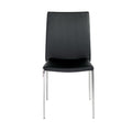 Set of Two Black and Silver Upholstered Faux Leather Dining Side Chairs